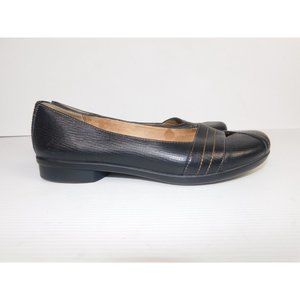 Clarks Artisan Ballet Flats Black Leather Round Toe 9.5M